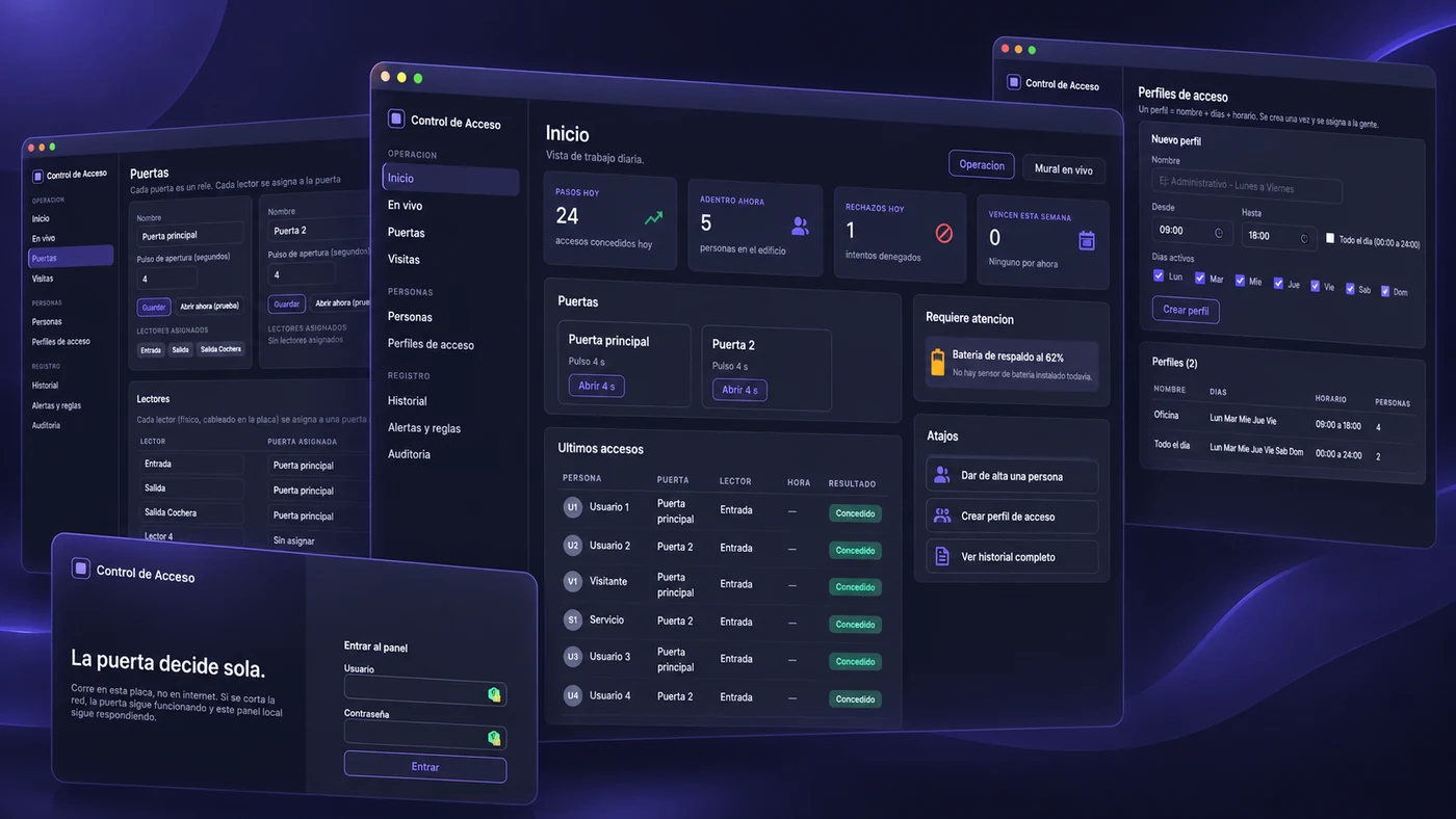 Control de acceso MerviTech: dashboard, prototipo en desarrollo