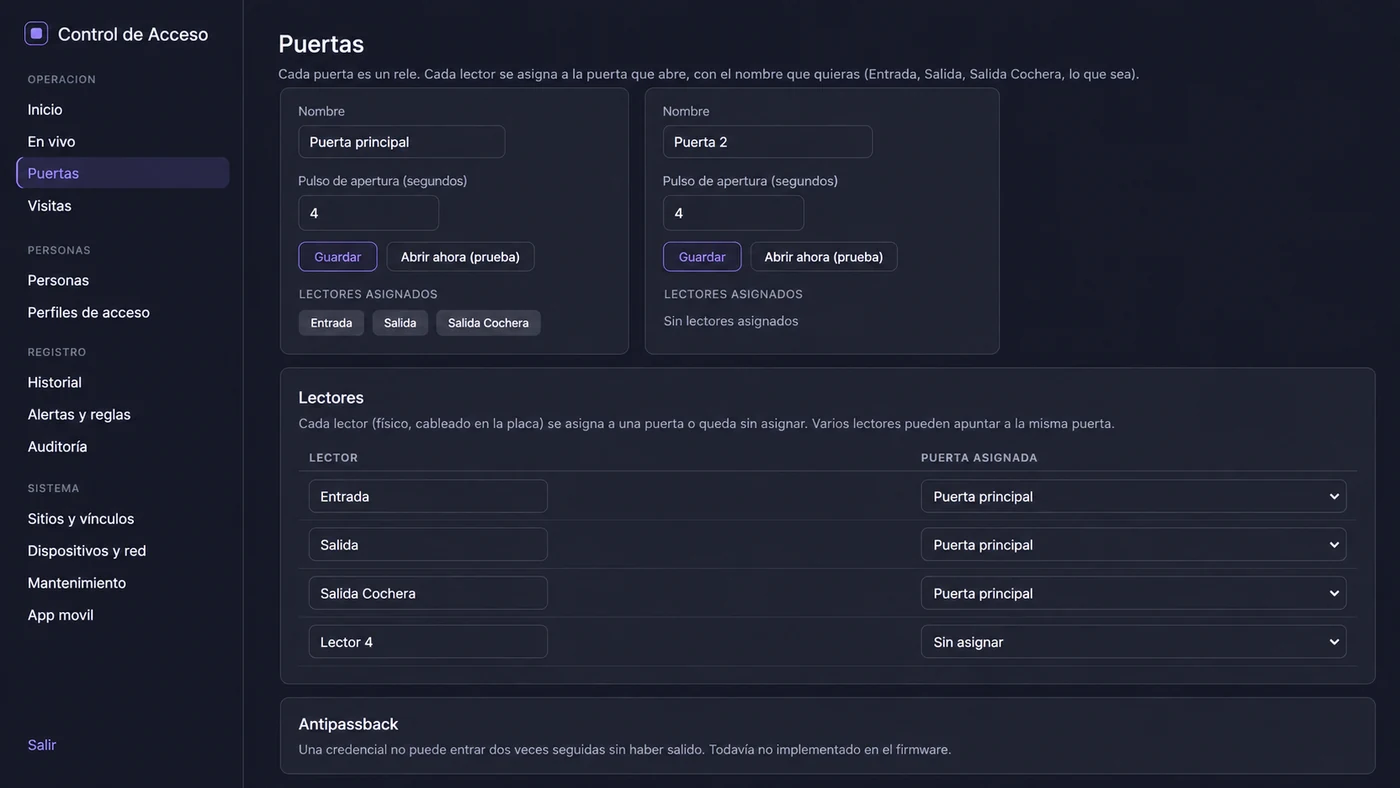 Control de acceso MerviTech: puertas, prototipo en desarrollo