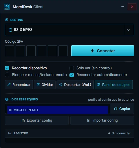 MerviDesk: aplicación de asistencia remota, versión pública sanitizada